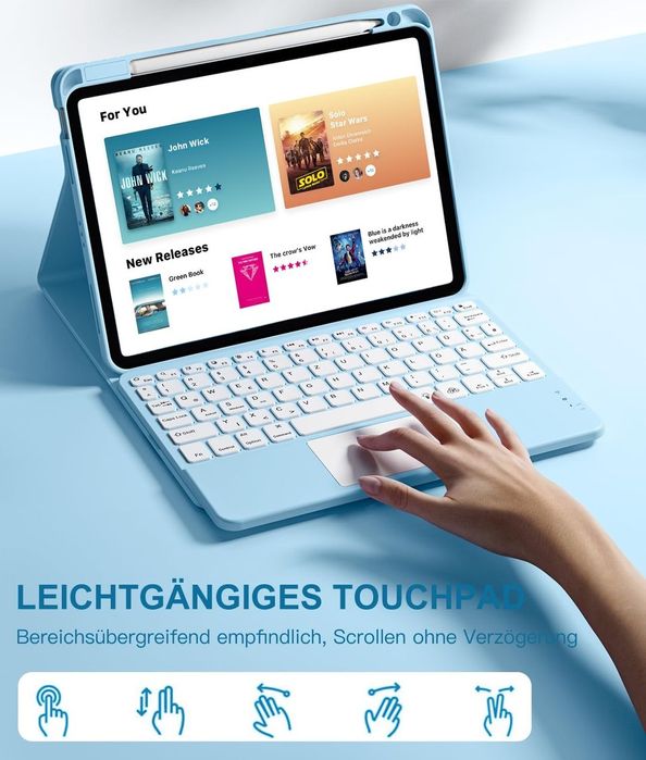 Husă iPad Air 10.9/11 cu tastatură și touchpad albastru