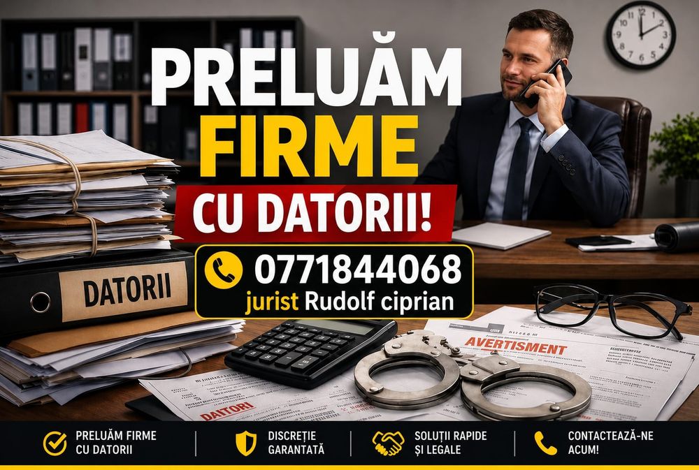 Preluam firme cu orice fel de datorii din orice judet