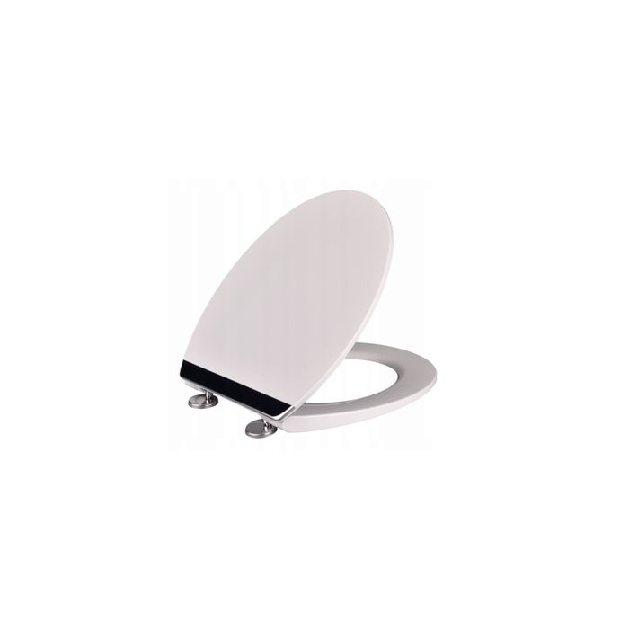 Capac WC inchidere silentioasa, duroplast alb, aplicatii gri, placa