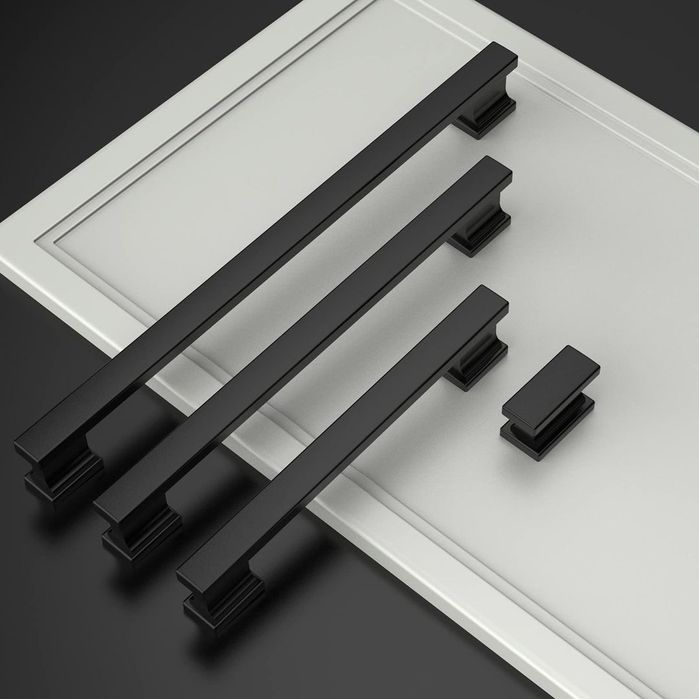 Set 6 manere mobilier negre 128mm zinc aliaj modern*