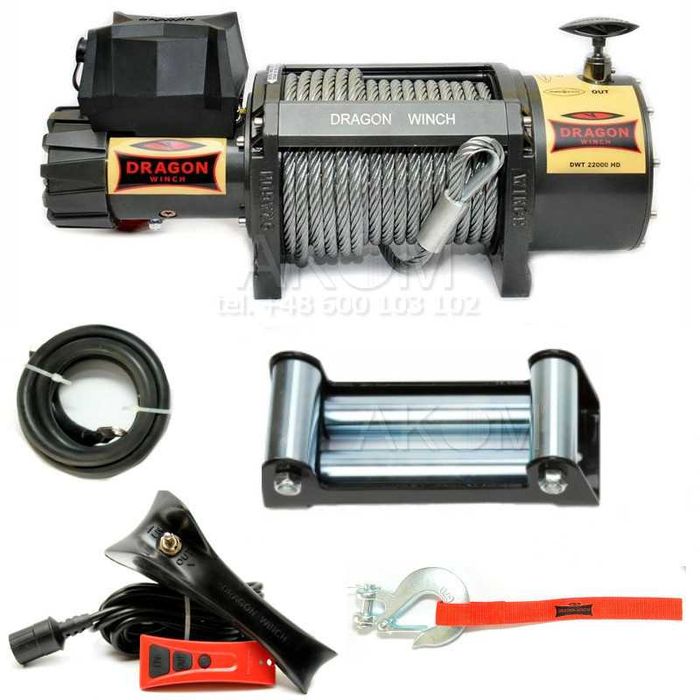 troliu profesional DRAGON WINCH DWT 22000 lbs (trage 9979 kg) la 24 V