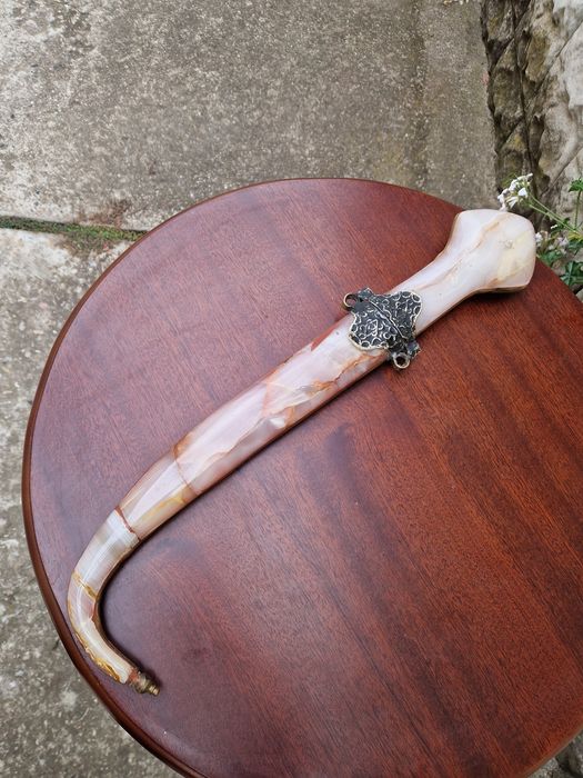 Страхотен антикварен арабски нож ханджар кама оникс