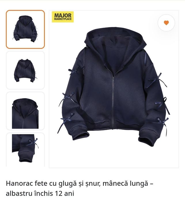 Hanorac cu gluga fete 12 ani