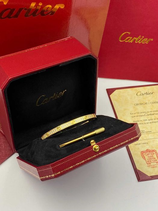 Brățară Cartier LOVE 19 Gold 585 model slim full diamond