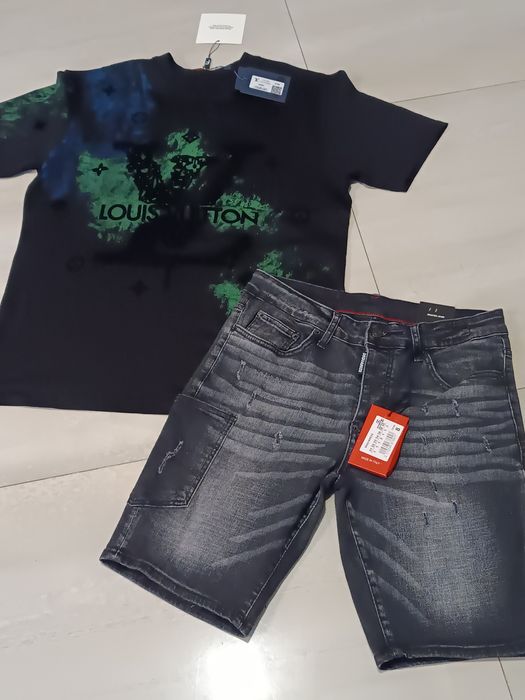 Compleu bărbați tricou și pantaloni scurți de blugi disquared