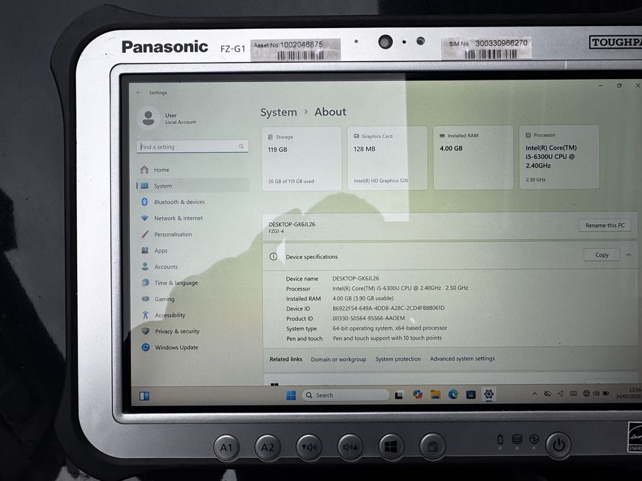 Panasonic FZ-G1 MK5 windows таблет toughbook toughpad VCDS Star диаг