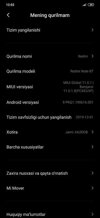 Xiaomi redmi not 8 t
