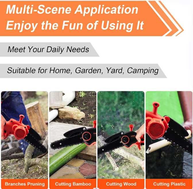 Mini drujba ferastrau cu lant/accesorii 6" 2 baterii 21V Negru