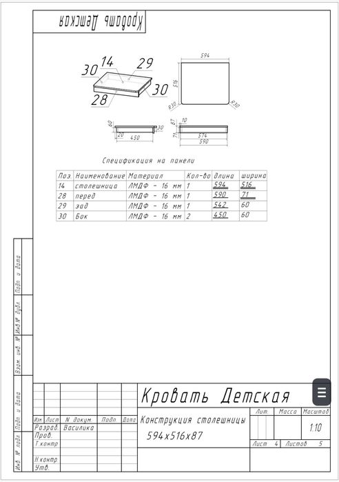 Детская кровать с ортопедический матрацем