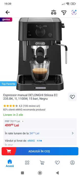 Apărat cafea DeLonghi nou sigilata