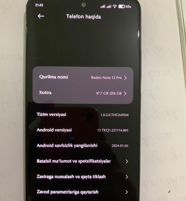 Redmi not 12 pro naxt yoki abmen
