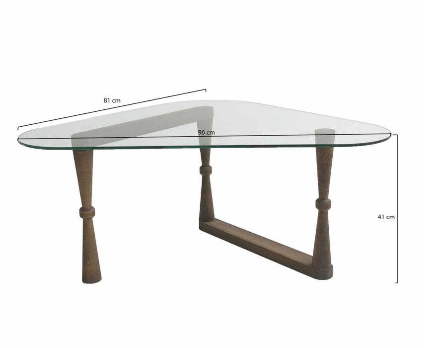 Masa de cafea transparenta sticla lemn 81x96 The Home