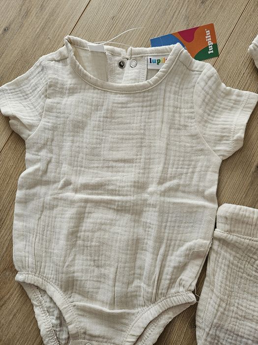 Set Lupilu muselina body + pantaloni + bluza noi 3-6 luni