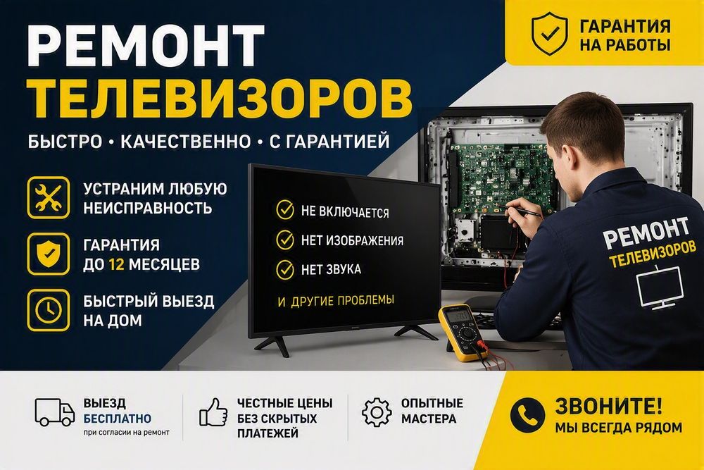 Телевизор сломался? Отремонтируем за 1 день!