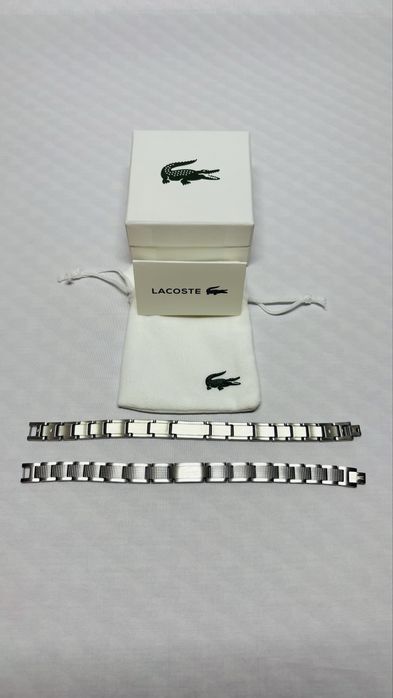 Bratara Lacoste Argint si Negru