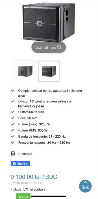 Bass subwoofer jbl vrx 918