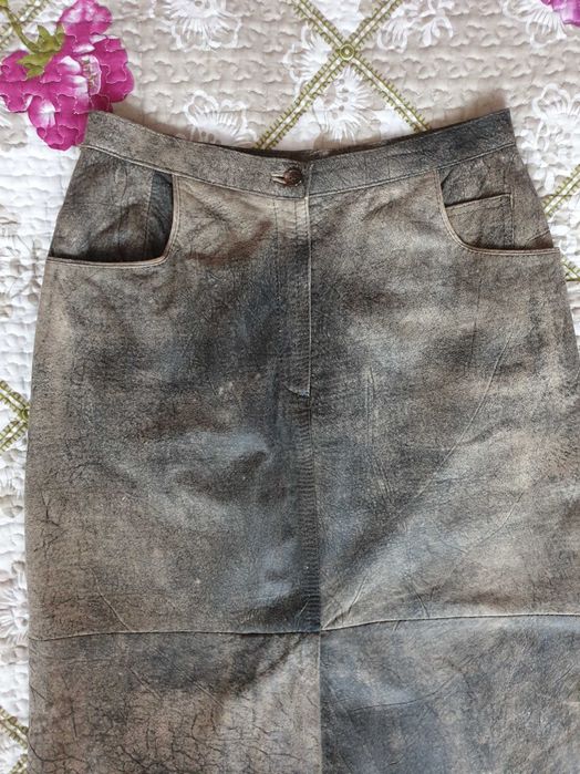 Fusta piele naturala midi