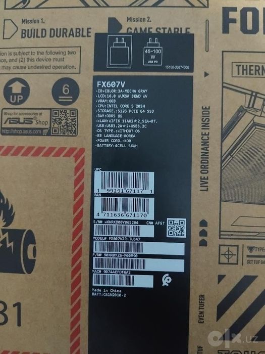 ASUS TUF Gaming F16 FX607VJR.