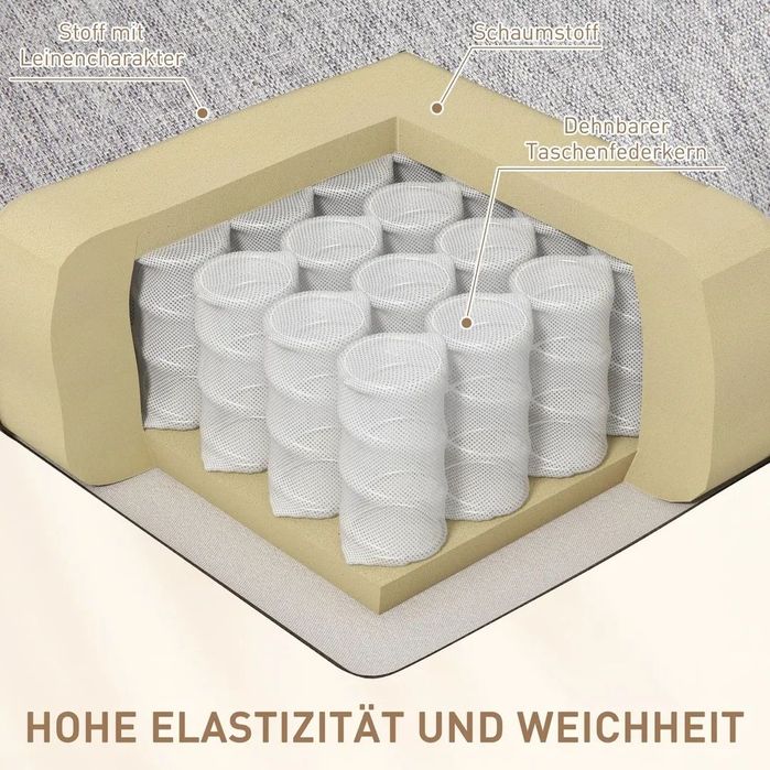 HOMCOM Фотьойл с регулируема облегалка, Удобен, 89x101x105 см, Сив