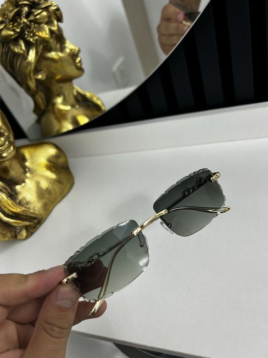 Ochelari Soare Cartier  Rimless Diamond Cut – Lentile Negre Designer