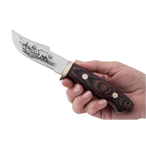 Set doua cutite de vanatoare, otel, maner lemn, husa cordura, 20 cm