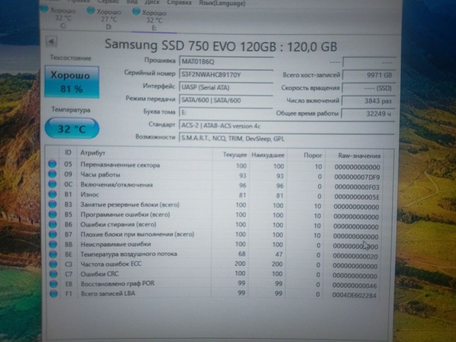 SSD samsung 750EVO 120gb