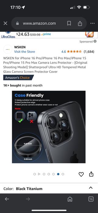 Folie protectoare lentila camera principala iPhone 15 / iPhone 16