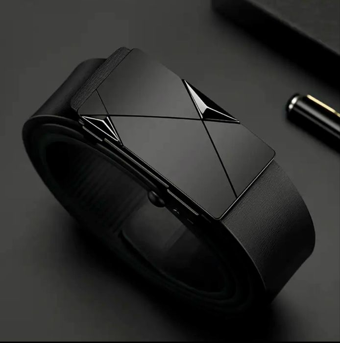 Мъжки официален кожен колан/Автоматичен с тъмна катарама -15% Промоция