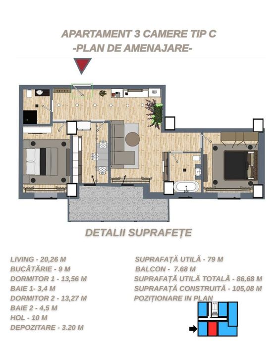 Apartament 3 Camere Spațios | Zonă Premium | Faleza Dunări