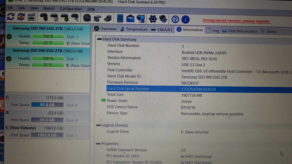 SSD Samsung 990 EVO de 2TB PCI Express 4.0  -NOU