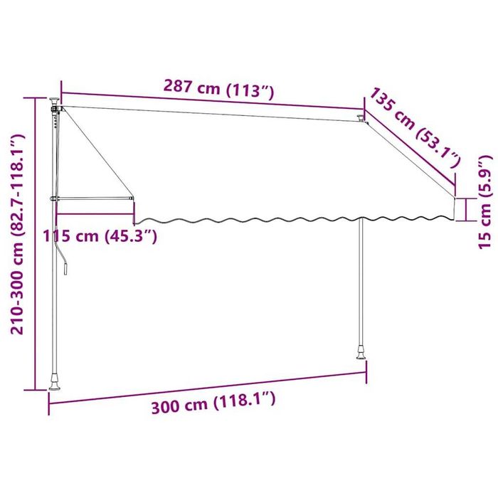 Copertină retractabilă 300x150 cm, material textil și oțel, antracit VidaXL