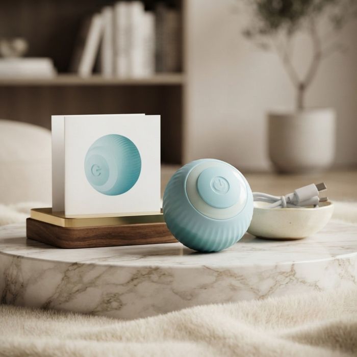 Интерактивна автоматична топка за котки с USB-C зареждане – Smart Gravitational Rolling Ball