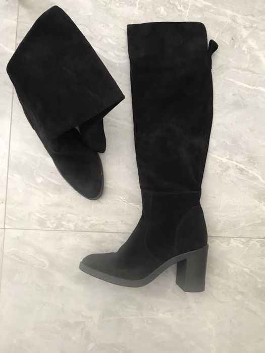 Замшевые сапоги ботфорты