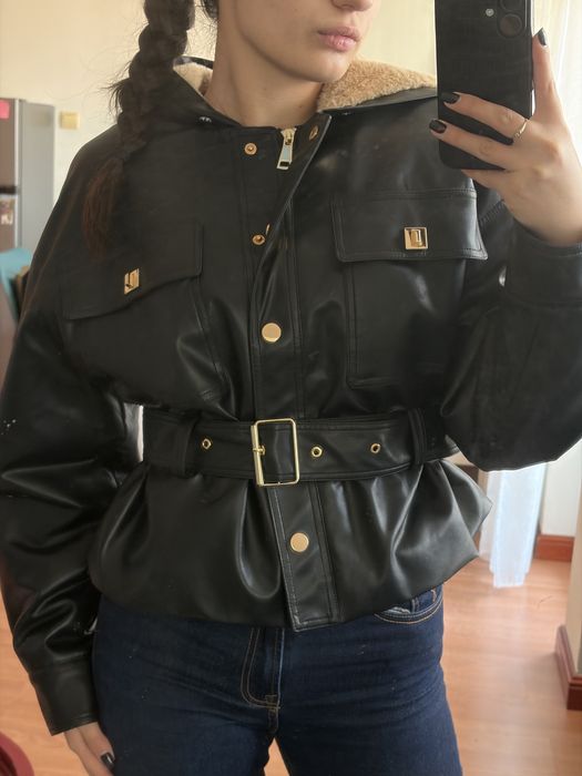 Дебело кожено яке с пух