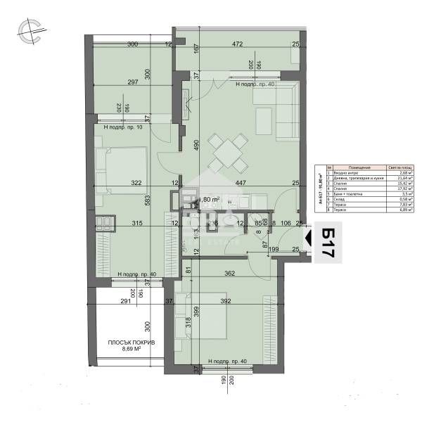 Продава се Тристаен апартамент в София, Хаджи Димитър - 108 кв.м за 1252 €/кв.м - Снимка #3