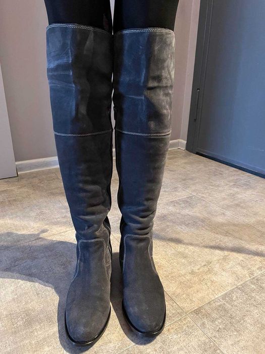 Зимни ботуши от естествена кожа над коляното