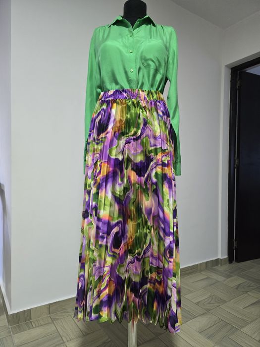 Camasa verde din matase naturala, model superb
