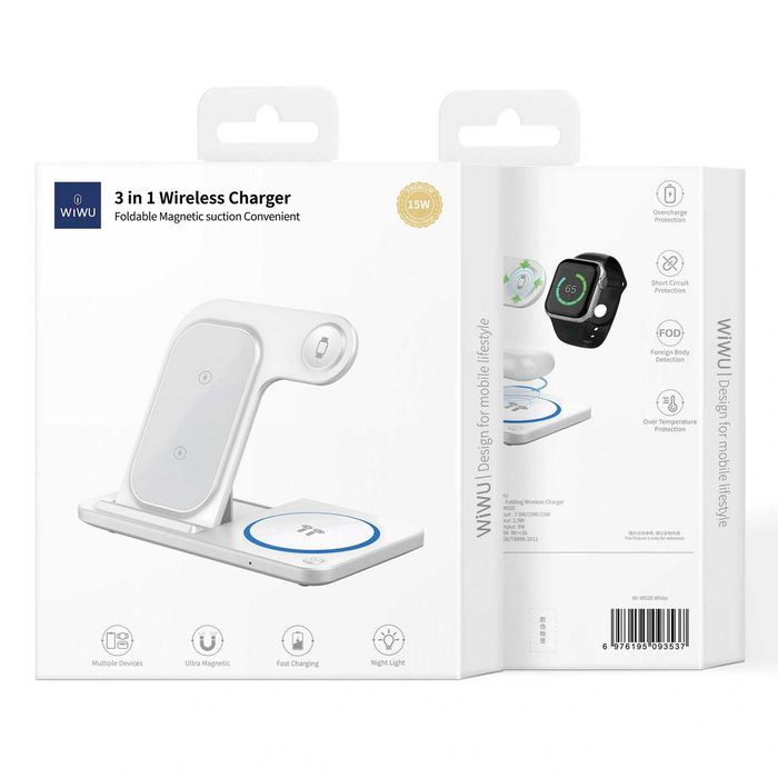 Wiwu Wi-W020 Qi Док-станция 3 в 1 MagSafe 15W iPhone 17 iWatch AirPods
