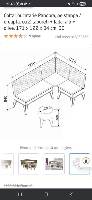 Coltar bucatarie  pandora