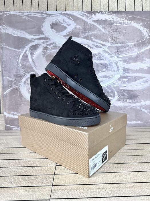 Christian Louboutin High Suede Black Spikes
