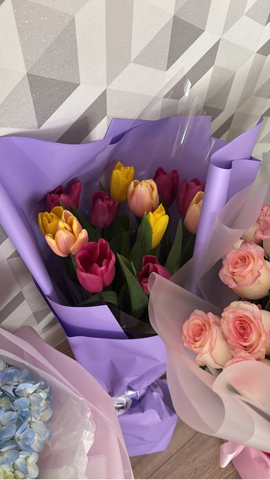 Свежий букет из тюльпана