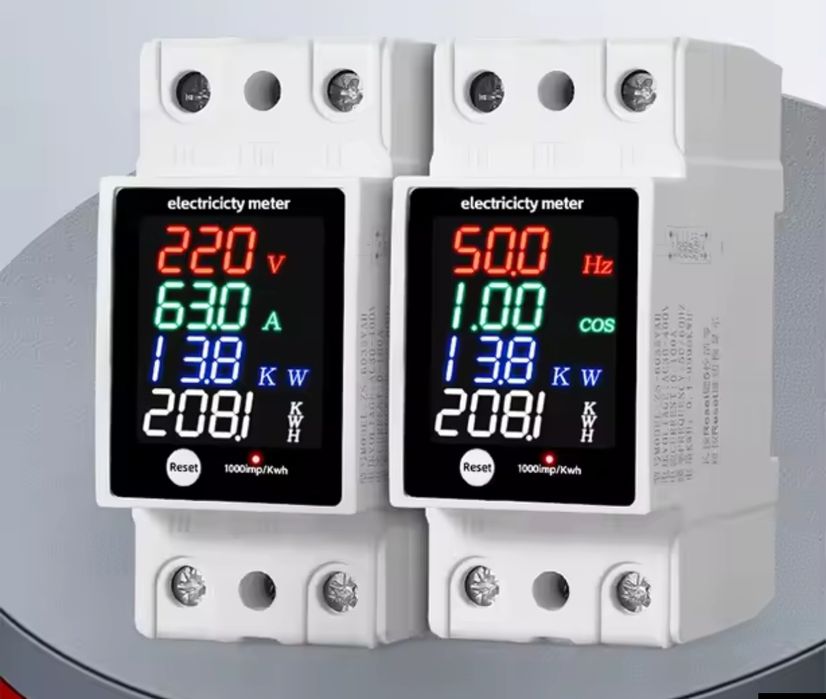 6 в 1 Контролен електромер, ватметър, волтметър, амперметър 100А