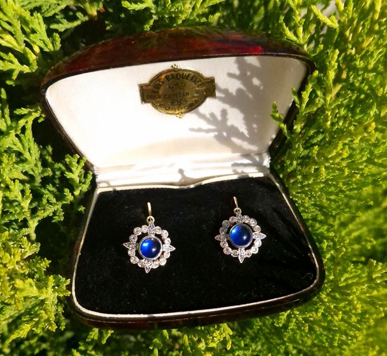Cercei vintage autentici din aur de 18 si 14 K cu diamante naturale