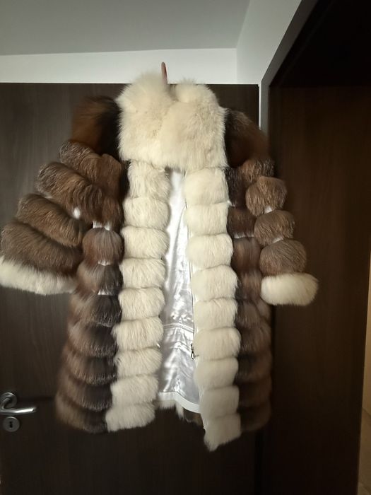 Blana naturala , 2 in 1 vulpe , maneca 3/4 , marime xs / s
