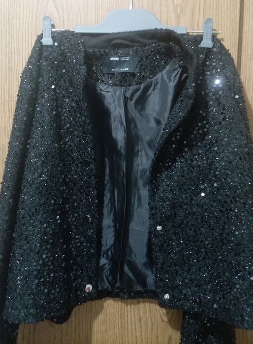 Sacou elegant negru cu paiete – Sinsay, mărimea L