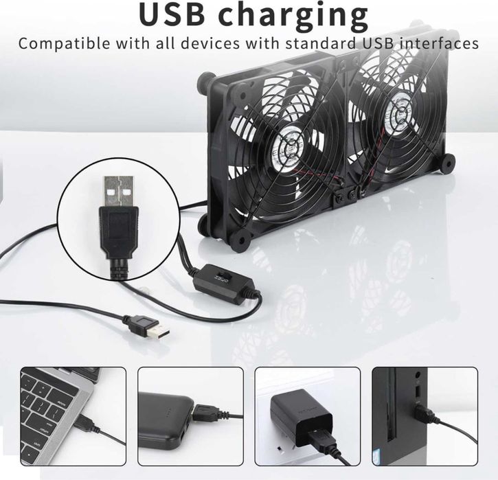 ELUTENG Ventilator dublu USB PC computer,140 mm,12V,1500rpm,port USB