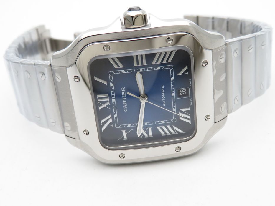 Cartier Santos de Cartier 40mm син циферблат - стоманена гривна - QC снимки