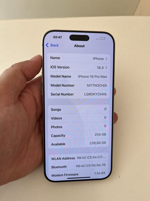 Iphone 16pro max 256GB 91% bat
