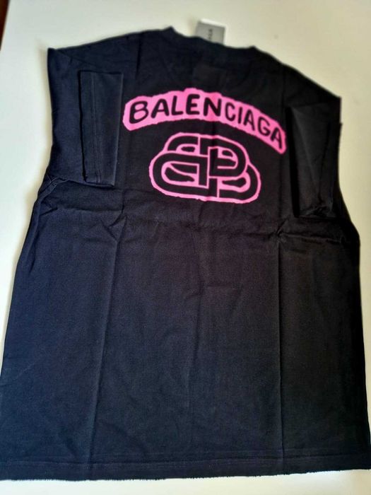 Tricou Balenciaga negru cu roz mărimea M