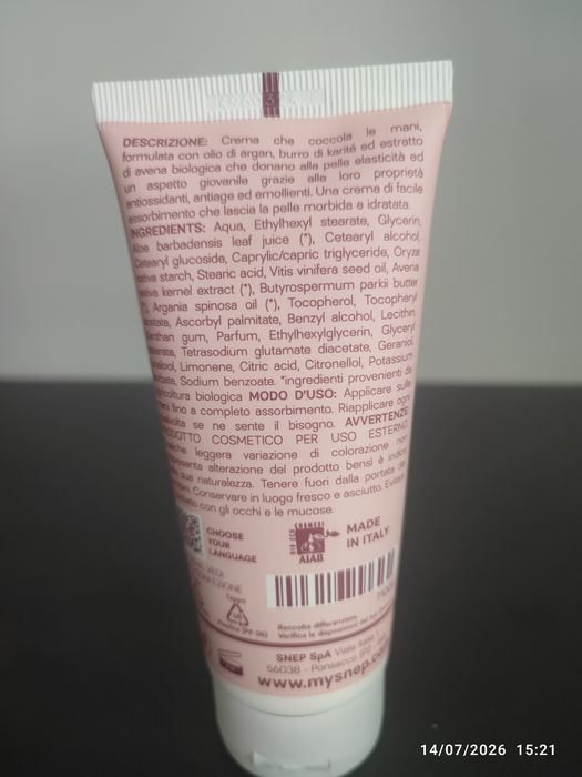 Cremă de Mâini Hidratantă și Nutritivă Vimana Snep Bio Care - Bio
